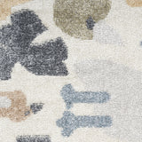 5' x 7' Ivory Blue and Gray Animal Print Washable Area Rug
