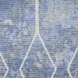 10' Blue and Off White Geometric Power Loom Washable Runner Rug