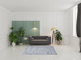 5' x 7' Blue and Gray Geometric Power Loom Washable Area Rug