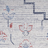 8' x 10' Ivory and Blue Oriental Power Loom Washable Area Rug