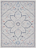 9' x 12' Ivory and Blue Oriental Power Loom Washable Area Rug
