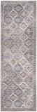 8' Ivory and Tan Floral Power Loom Distressed Washable Runner Rug