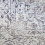 9' x 12' Gray and Ivory Floral Power Loom Distressed Washable Area Rug