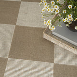 8' x 10' Natural and Ivory Geometric Power Loom Washable Non Skid Area Rug