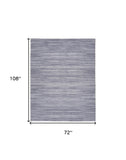 5' x 7' Ivory and Blue Abstract Power Loom Washable Non Skid Area Rug