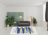 8' x 10' Ivory and Blue Abstract Power Loom Washable Non Skid Area Rug