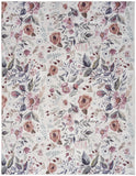 5' x 7' Ivory Pink and Green Floral Power Loom Washable Non Skid Area Rug