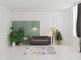 5' x 7' Ivory Pink and Green Floral Power Loom Washable Non Skid Area Rug