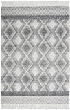 4' x 6' Gray and Ivory Geometric Hand Woven Area Rug With Fringe
