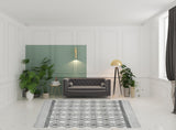 8' x 11' Gray and Ivory Geometric Hand Woven Area Rug With Fringe