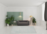 8' x 10' Light Blue and White Geometric Hand Tufted Area Rug
