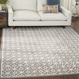 8' x 10' Light Blue and White Geometric Hand Tufted Area Rug