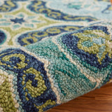 5' X 5' Green Round Wool Floral Hand Tufted Area Rug