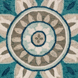 4' Blue Round Wool Floral Hand Tufted Area Rug