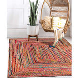 3' X 5' Tan Geometric Hand Braided Area Rug