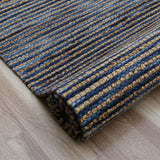 8' x 10' Blue Striped Hand Woven Area Rug