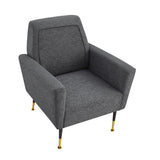 32" Dark Gray And Gold Linen Arm Chair