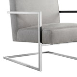 27" Charcoal And Silver Faux leather Arm Chair