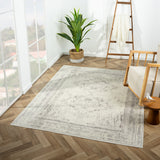 2' x 3' Gray Medallion Washable Non Skid Area Rug