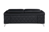 70" Black And Silver Metallic Leather Loveseat