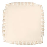18" Beige Cotton Cube Striped Pouf Ottoman
