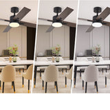 52" Black And Brown Propeller Three Blade Dimmable Remote Control Integrated Light Ceiling Fan