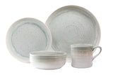 Blue and White Sixteen Piece Round Tone on Tone Ceramic Service For Four Dinnerware Set