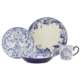 Sand Sixteen Piece Round Striped Ceramic Service For Four Dinnerware Set