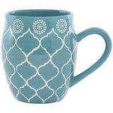 Blue and White Sixteen Piece Round Floral Ceramic Service For Four Dinnerware Set