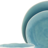 Blue and White Sixteen Piece Round Floral Ceramic Service For Four Dinnerware Set