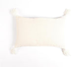 15" x 26"  Blue and White Geometric Cotton Pillow Cover With Tassels