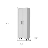 39" White Stainless Steel Accent Cabinet With Two Shelves