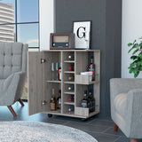 Brown Rolling Bar Cart With Wine Storage