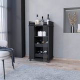 White Rolling Bar Cart With Wine Storage