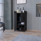 Light Gray Rolling Bar Cart With Wine Storage