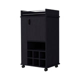 Black Rolling Bar Cart With Wine Storage