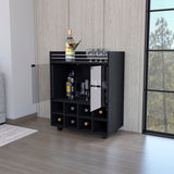 White Rolling Bar Cart With Wine Storage