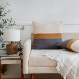 24" X 24" Brown Striped Cotton Zippered Pillow