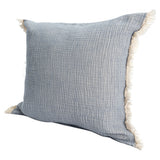 20" X 20" Green Cotton Zippered Down Pillow With Fringe