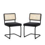 Set of Two Black Upholstered Velvet Dining Side Chairs