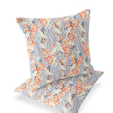 Set of Two 16" X 16" Orange and Ivory Blown Seam Botanical Indoor Outdoor Throw Pillow
