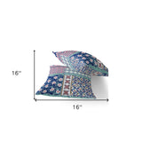 Set of Two 16" X 16" Pink and White Blown Seam Floral Indoor Outdoor Throw Pillow