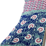 Set of Two 16" X 16" Blue and Pink Blown Seam Floral Indoor Outdoor Throw Pillow