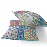 Set of Two 16" X 16" Yellow and White Blown Seam Floral Indoor Outdoor Throw Pillow