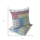Set of Two 16" X 16" Yellow and White Blown Seam Floral Indoor Outdoor Throw Pillow