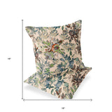 Set of Two 16" X 16" Green and Brown Blown Seam Floral Indoor Outdoor Throw Pillow