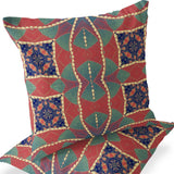 Set of Two 16" X 16" Yellow Red Blown Seam Eclectic Indoor Outdoor Throw Pillow