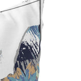 Set of Two 16" X 16" Blue and White Blown Seam Damask Indoor Outdoor Throw Pillow