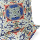 Set of Two 16" X 16" Blue and Pink Blown Seam Floral Indoor Outdoor Throw Pillow