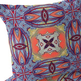 Set of Two 16" X 16" Red and Pink Blown Seam Floral Indoor Outdoor Throw Pillow